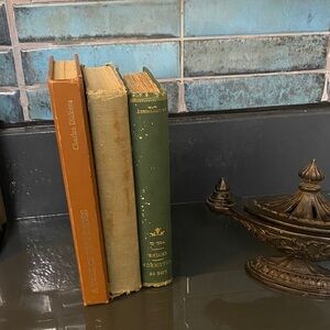 Vintage Book Set with Green and Brown Covers